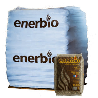 Pellets granulés de bois palette de 66 sacs de 15kg ENERBIO