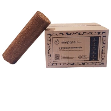 Buche compressée PREMIUM à haut rendement sous carton - SimplyBuche JOUR